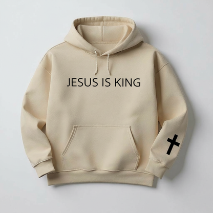 JIK® Jesus is King Hoodie BEIGE + BLACK LETTERING