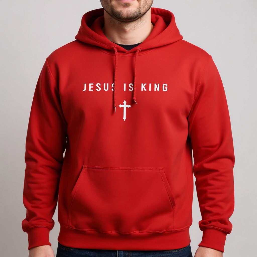 JIK® Jesus Is King with Cross Hoodie