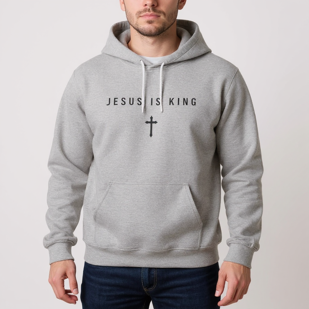 JIK® Jesus Is King with Cross Hoodie