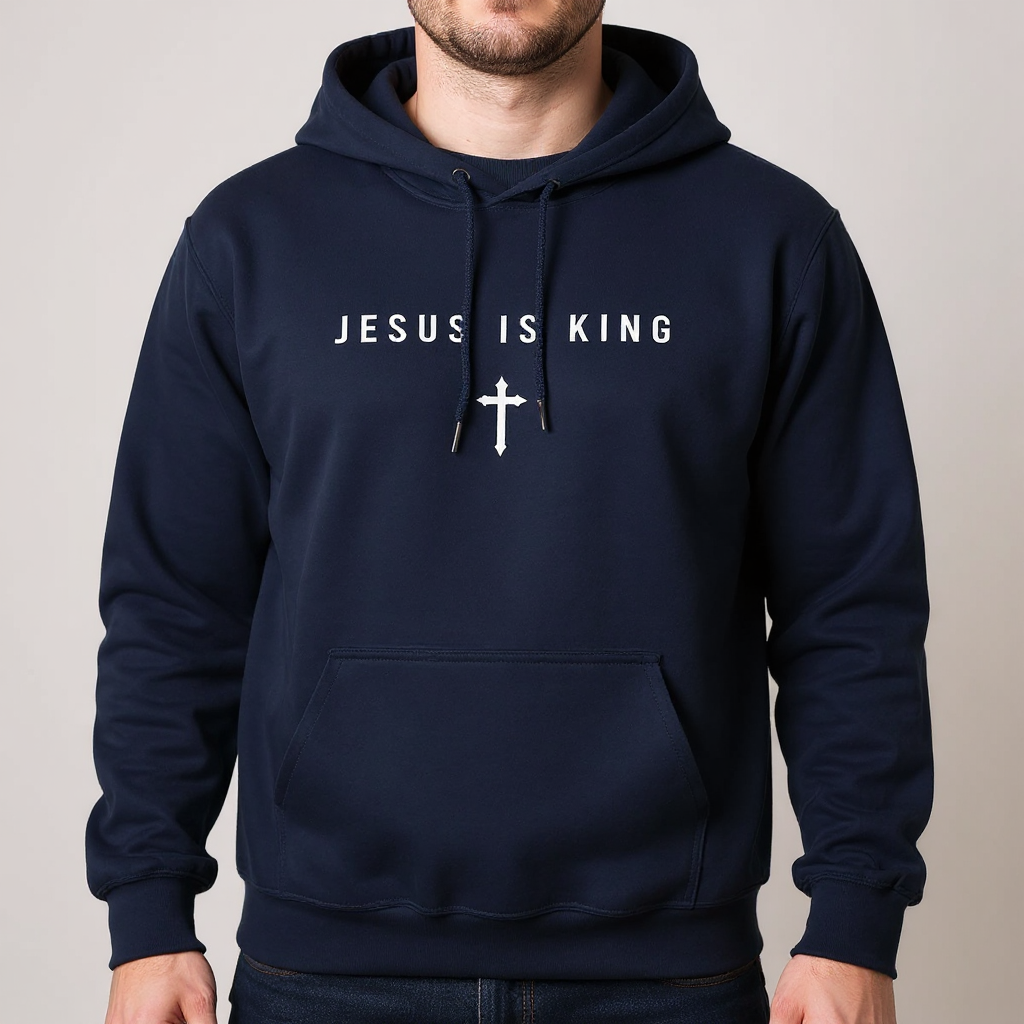 JIK® Jesus Is King with Cross Hoodie