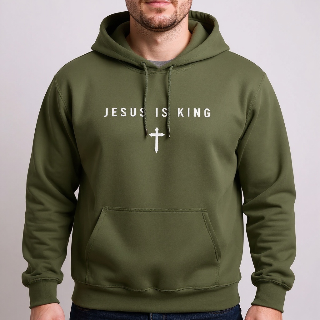 JIK® Jesus Is King with Cross Hoodie