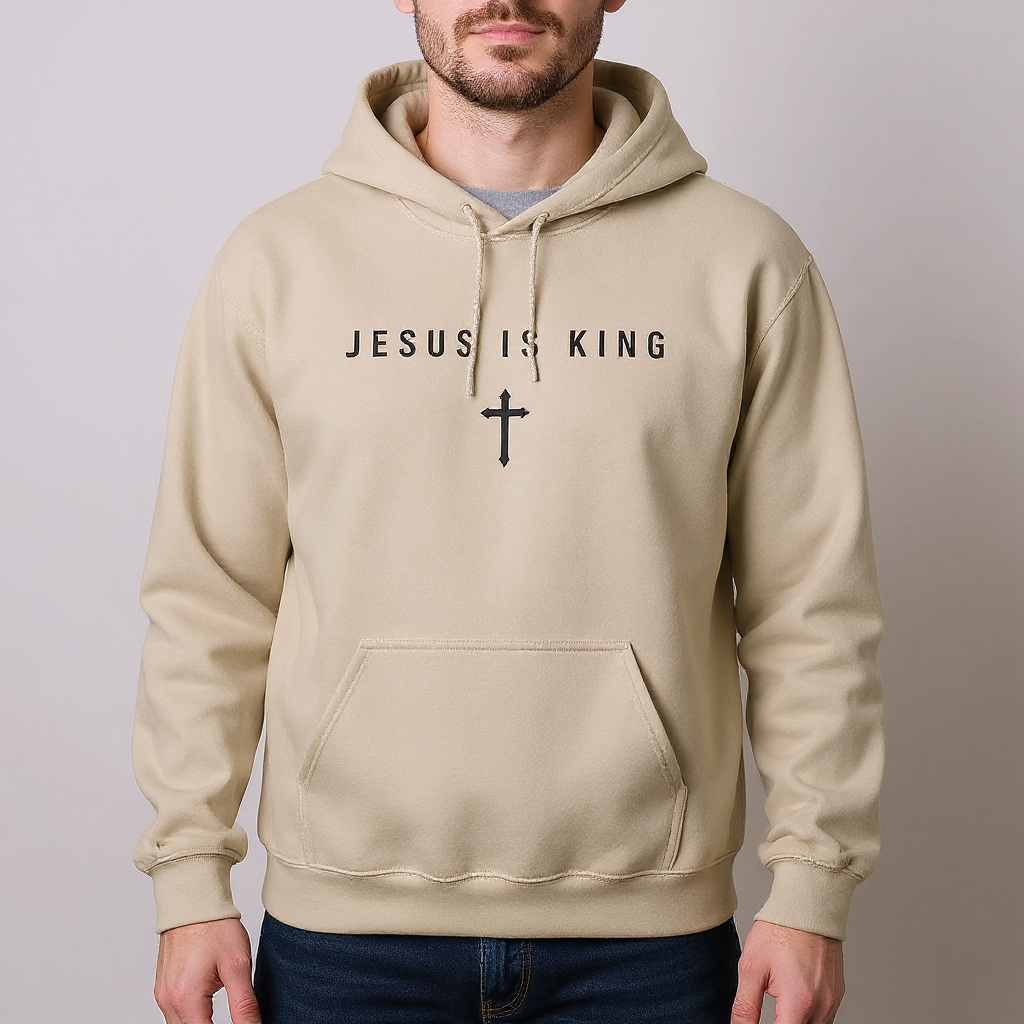 JIK® Jesus Is King with Cross Hoodie